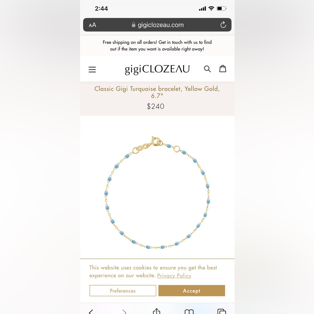Gigi Clozeau Classic Gigi 18 carat yellow Gold bracelet - color Turquoise